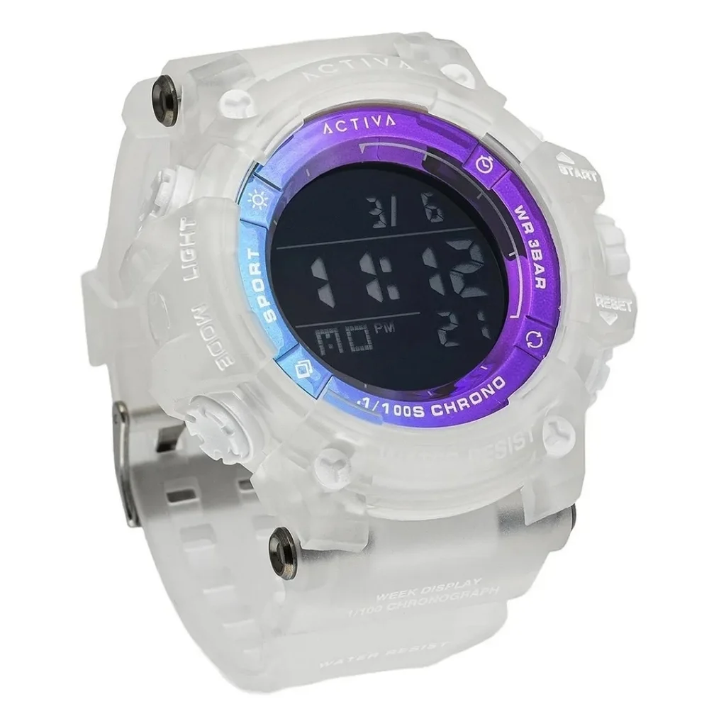 NEW ACW8046-001 Activa Summit X Invicta Mens Digital 50mm White & Clear Watch